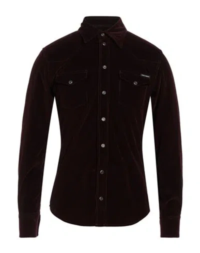 DOLCE & GABBANA DOLCE & GABBANA MAN SHIRT BURGUNDY SIZE 17 COTTON, ELASTANE