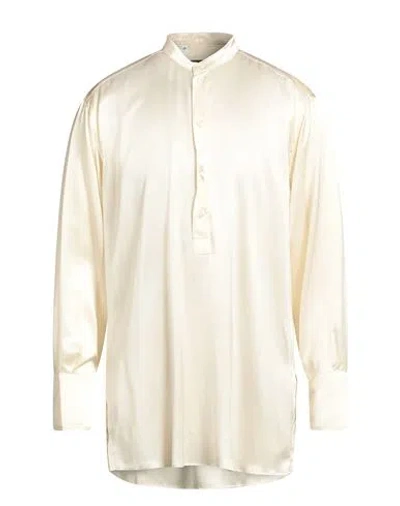 Dolce & Gabbana Man Shirt Cream Size 15 ½ Silk In Neutral