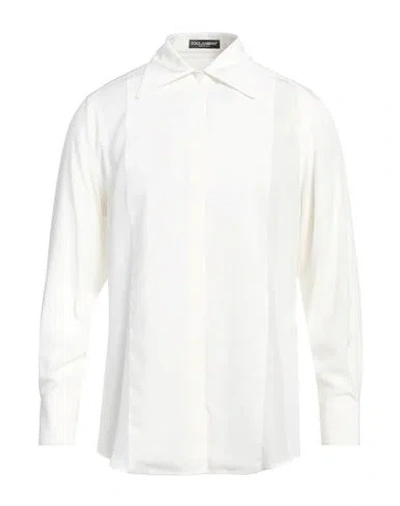 Dolce & Gabbana Man Shirt Cream Size 36 Silk In White