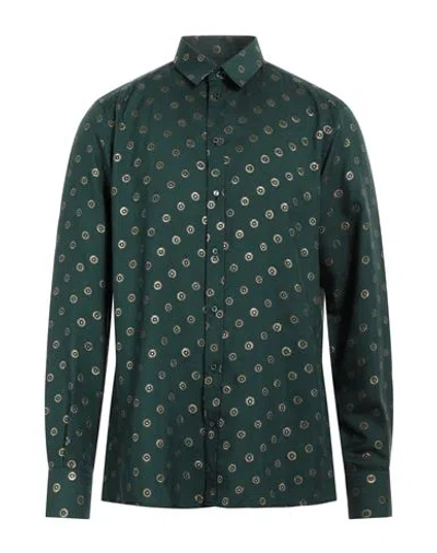 Dolce & Gabbana Man Shirt Dark Green Size 17 Silk, Metal
