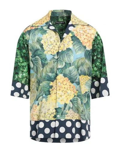Dolce & Gabbana Man Shirt Green Size 15 Cotton
