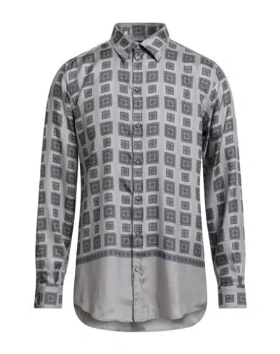 Dolce & Gabbana Man Shirt Grey Size 16 Silk In Gray