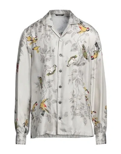 DOLCE & GABBANA DOLCE & GABBANA MAN SHIRT LIGHT GREY SIZE 42 SILK