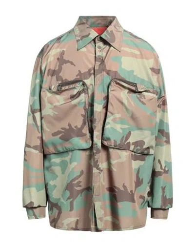 Dolce & Gabbana Man Shirt Military Green Size 32 Polyester, Polyamide
