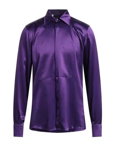 Dolce & Gabbana Man Shirt Purple Size 17 ½ Silk