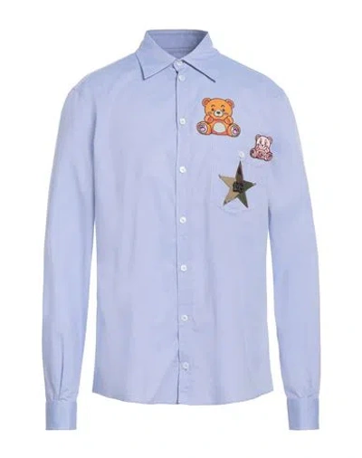 Dolce & Gabbana Man Shirt Sky Blue Size 16 ½ Cotton, Polyester, Viscose