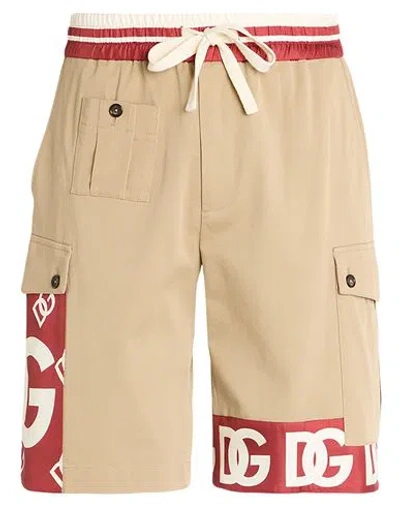 Dolce & Gabbana Man Shorts & Bermuda Shorts Beige Size 38 Cotton, Silk, Elastane