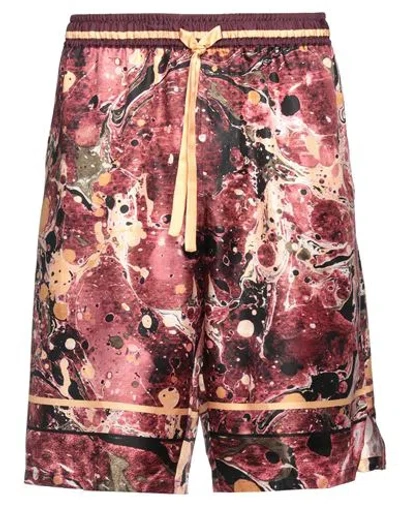Dolce & Gabbana Man Shorts & Bermuda Shorts Burgundy Size 38 Silk In Red