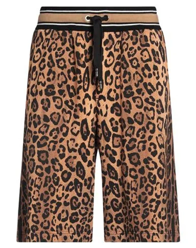 Dolce & Gabbana Man Shorts & Bermuda Shorts Camel Size 34 Cotton, Elastane In Beige