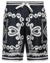 Dolce & Gabbana Dolce&gabbana Silk Bermuda With Navy Print In Blue