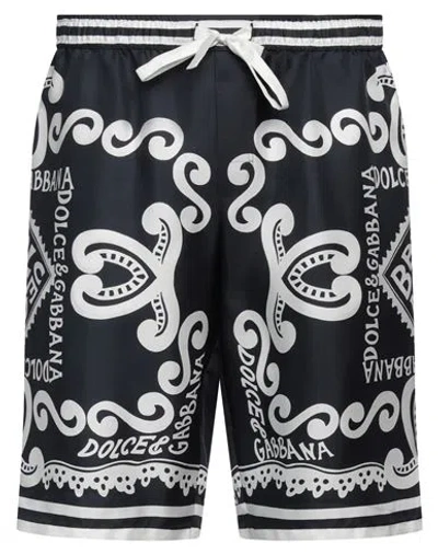 Dolce & Gabbana Dolce&gabbana Silk Bermuda With Navy Print In Blue