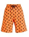 Dolce & Gabbana Logo Waist Drawstring Knee-length Bermuda Shorts In Orange