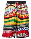Dolce & Gabbana Multicolor Shorts With All-over Carretto Print In Red