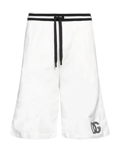Dolce & Gabbana Man Shorts & Bermuda Shorts White Size 32 Cotton, Polyester, Polyurethane, Elastane