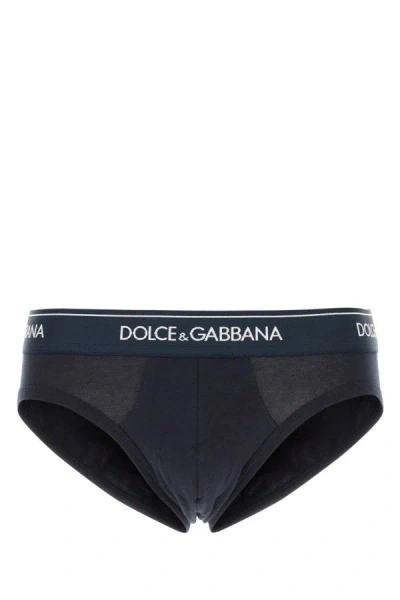 Dolce & Gabbana Man Slip Medio 2-pack In Blue