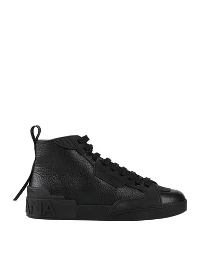 Dolce & Gabbana Man Sneakers Black Size 7.5 Calfskin, Rubber In Multi