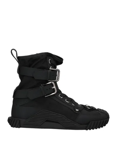 Dolce & Gabbana Man Sneakers Black Size 8 Polyamide, Calfskin, Acrylic