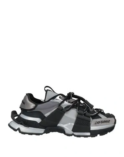 Dolce & Gabbana Man Sneakers Black Size 8 Polyester, Synthetic Fibers, Calfskin, Polyurethane, Elast