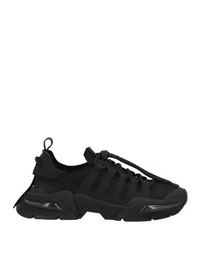 Dolce & Gabbana Man Sneakers Black Size 9 Calfskin, Polyamide, Viscose