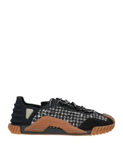 Dolce & Gabbana Man Sneakers Black Size 9 Soft Leather, Textile Fibers
