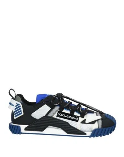 Dolce & Gabbana Man Sneakers Blue Size 13 Polyamide, Calfskin, Elastane, Synthetic Fibers, Cotton