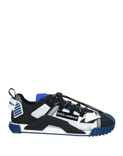 Dolce & Gabbana Man Sneakers Blue Size 13 Polyamide, Calfskin, Elastane, Synthetic Fibers, Cotton In Blue