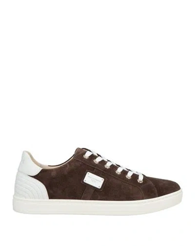 Dolce & Gabbana Man Sneakers Chocolate Brown Size 9 Calfskin
