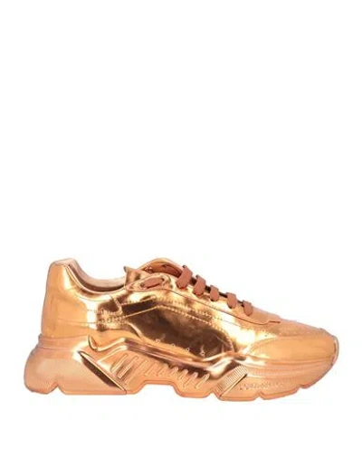 Dolce & Gabbana Man Sneakers Copper Size 11 Leather In Orange