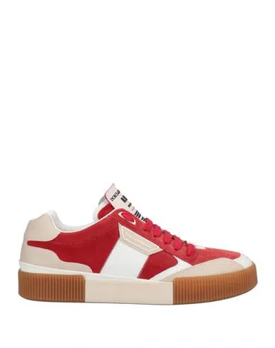 DOLCE & GABBANA DOLCE & GABBANA MAN SNEAKERS CORAL SIZE 6 CALFSKIN, VISCOSE, COTTON
