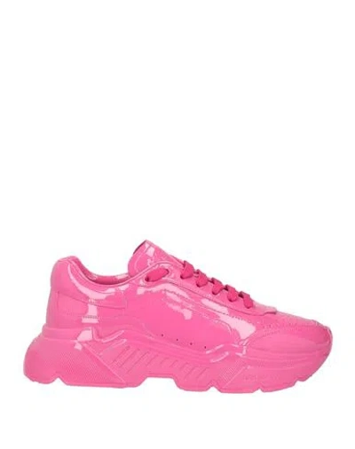 Dolce & Gabbana Man Sneakers Fuchsia Size 8.5 Calfskin In Pink