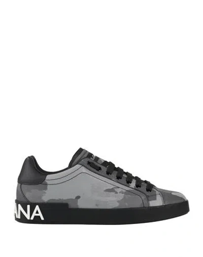 Dolce & Gabbana Man Sneakers Grey Size 9 Calfskin In Gray