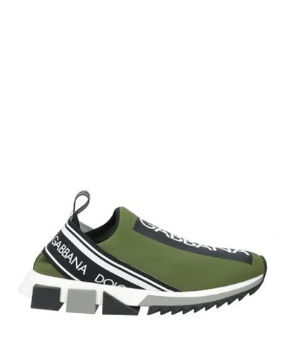 Dolce & Gabbana Man Sneakers Military Green Size 9 Polyamide, Elastane, Polyurethane, Viscose In Green