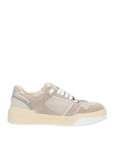 Dolce & Gabbana Man Sneakers Taupe Size 9 Polyurethane, Polyester, Viscose, Calfskin