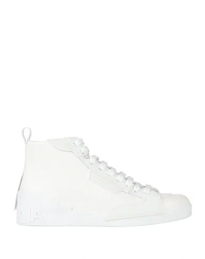 Dolce & Gabbana Man Sneakers White Size 11.5 Calfskin, Rubber
