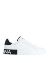 Dolce & Gabbana Portofino Leather Sneakers With Rubberized Logo Shoes In White