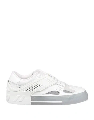 Dolce & Gabbana Man Sneakers White Size 9.5 Calfskin, Acrylic, Polyamide