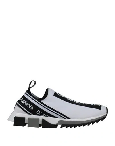 Dolce & Gabbana Man Sneakers White Size 8.5 Polyamide, Elastane, Polyurethane, Viscose In Blue