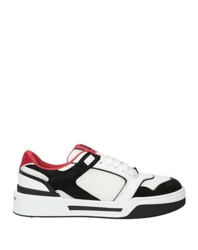 DOLCE & GABBANA DOLCE & GABBANA MAN SNEAKERS WHITE SIZE 9 CALFSKIN, POLYESTER, VISCOSE, GOAT SKIN, ELASTANE