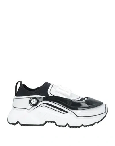 Dolce & Gabbana White Black Logo Plaque Daymaster Sneakers Shoes