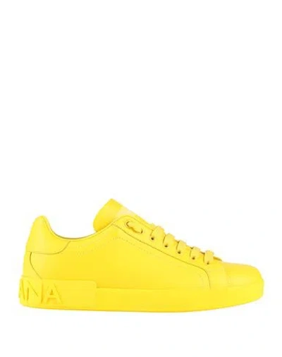 Dolce & Gabbana Man Sneakers Yellow Size 9 Calfskin