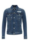 Dolce & Gabbana Blue Jacket With Classic Collar And Rips In Denim Stretch Man In Blue