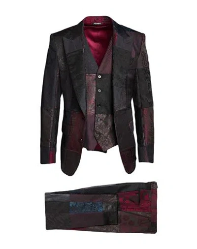 Dolce & Gabbana Man Suit Black Size 38 Polyester, Cotton, Silk, Polyamide, Acetate In Multi