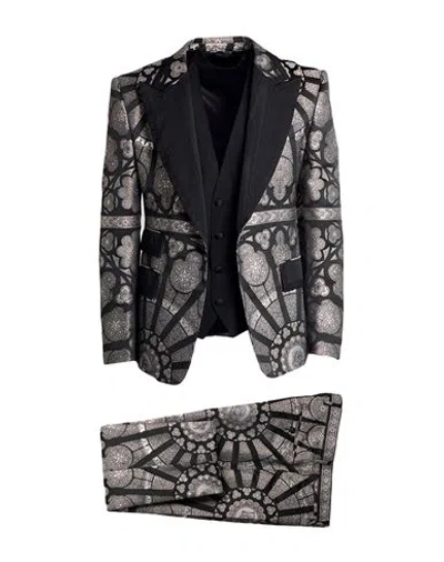 Dolce & Gabbana Man Suit Black Size 44 Polyester, Viscose, Metallic Fiber, Silk In Multi