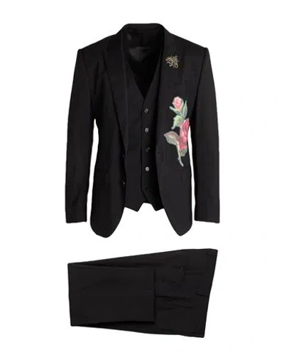 Dolce & Gabbana Man Suit Black Size 44 Virgin Wool, Elastane, Polyester, Brass, Silk