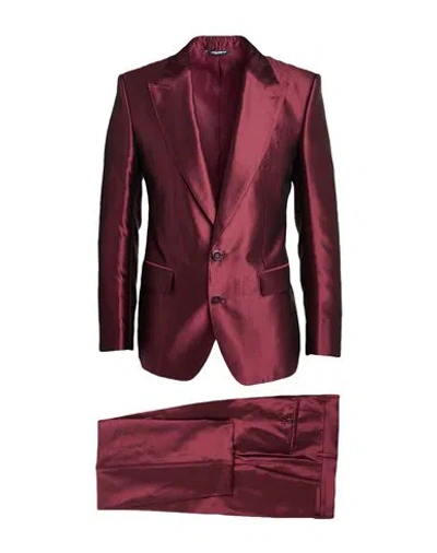 Dolce & Gabbana Man Suit Brick Size 48 Silk In Red