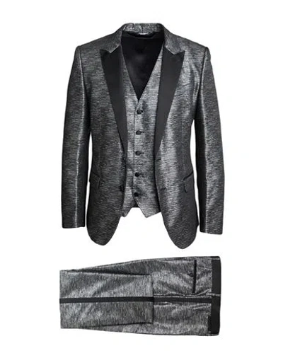 Dolce & Gabbana Man Suit Charcoal Size 36 Acetate, Polyester, Silk, Polyamide In Grey