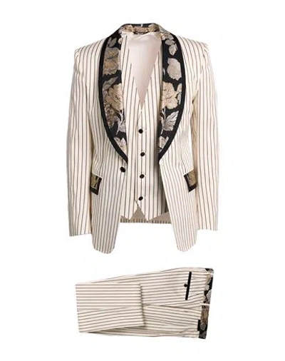 Dolce & Gabbana Man Suit Ivory Size 38 Cotton, Acetate, Silk, Polyester, Metallic Polyester In Neutral
