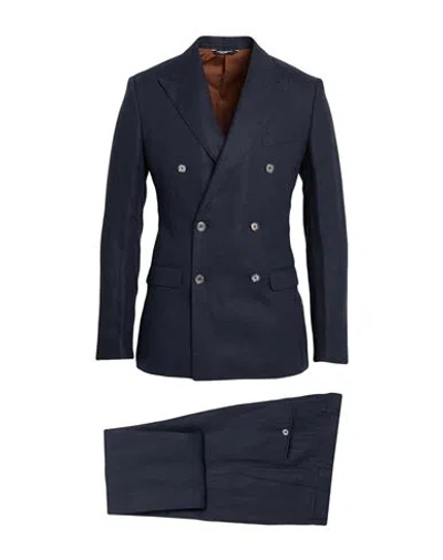 Dolce & Gabbana Man Suit Navy Size 34 Silk, Viscose In Blue