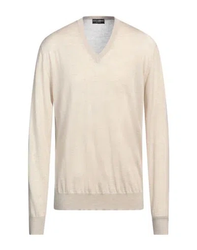 Dolce & Gabbana Man Sweater Beige Size 46 Cashmere In Neutral