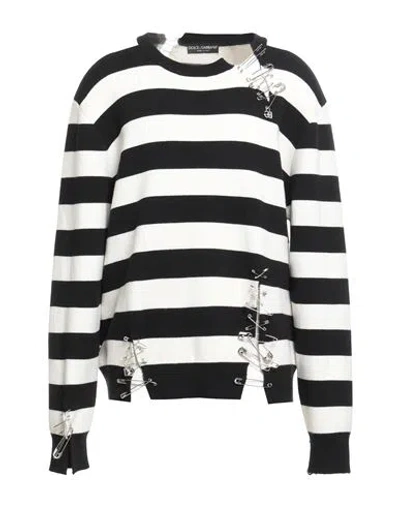 Dolce & Gabbana Man Sweater Black Size Xl Cashmere, Polyamide, Polyurethane, Brass, Zamak